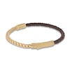 Thumbnail Image 2 of Marco Dal Maso Men's Brown Leather Bracelet Sterling Silver/18K Yellow Gold-Plated 8&quot;