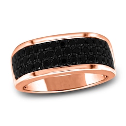 Men's Black Diamond Anniversary Ring 1 ct tw Round 14K Rose Gold