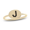 Thumbnail Image 0 of Juliette Maison Black Diamond Initial Oval Signet Ring 1/6 ct tw Round 10K Yellow Gold