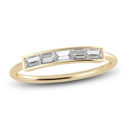 Juliette Maison Natural White Sapphire Baguette Bar Ring 10K Yellow Gold