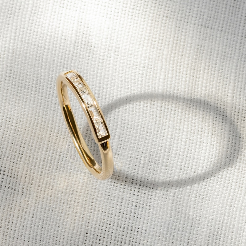 Main Image 4 of Juliette Maison Natural White Sapphire Baguette Bar Ring 10K Yellow Gold