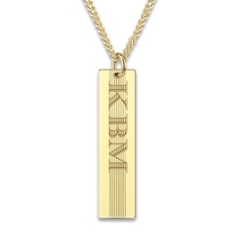 Men's Engravable Pendant Necklace Yellow Gold-Plated Sterling Silver 22&quot;