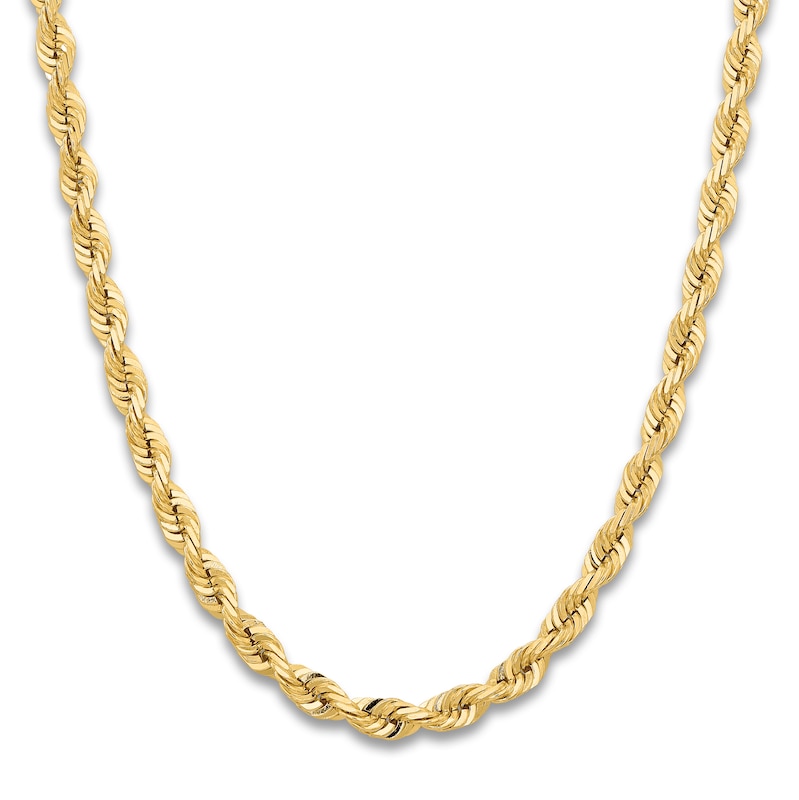 Main Image 2 of Men's Solid Quad Rope Chain Necklace 14K Yellow Gold 7.0mm 24&quot;