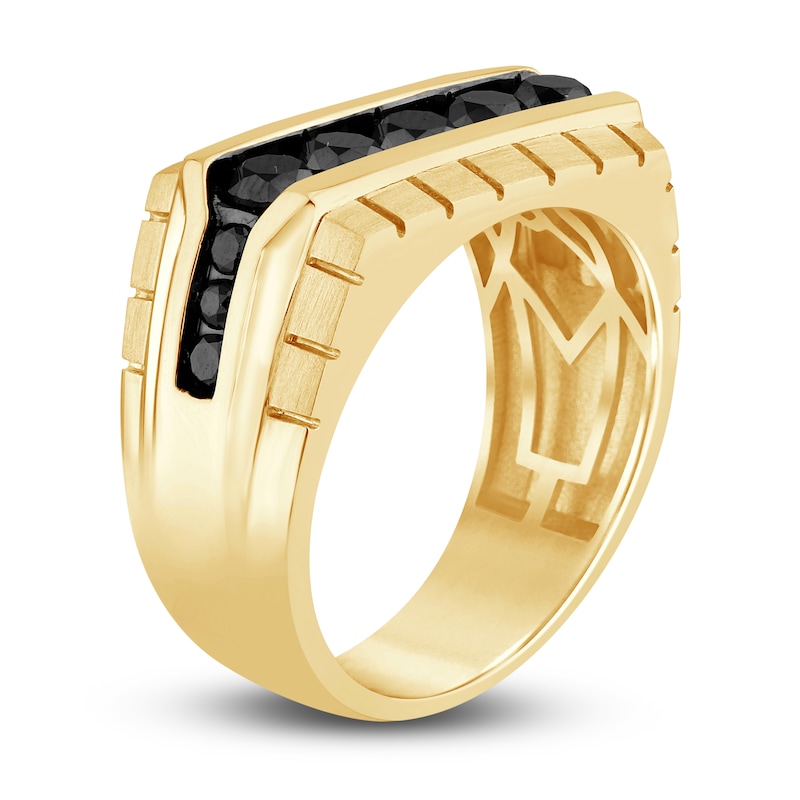 Main Image 2 of Men's Black Diamond Wedding Band 1-1/2 ct tw Round 14K Yellow Gold