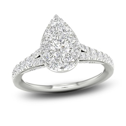 Diamond Pear Engagement Ring 1 ct tw Round 14K White Gold