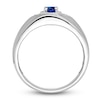 Thumbnail Image 1 of Men's Natural Blue Sapphire Ring Diamond Accents 14K White Gold