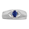 Thumbnail Image 2 of Men's Natural Blue Sapphire Ring Diamond Accents 14K White Gold