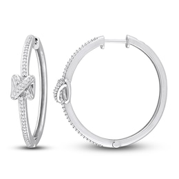 Y-Knot Diamond Hoop Earrings 3/8 ct tw Round 14K White Gold