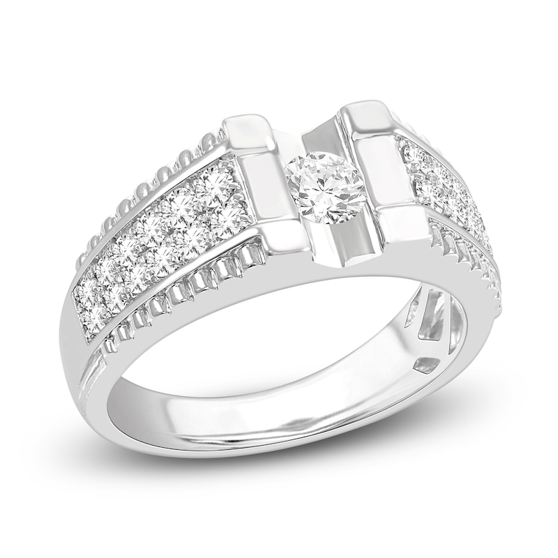 Main Image 1 of Men's Diamond Ring 1 ct tw Round 14K White Gold