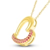 Thumbnail Image 2 of Lab-Created Ruby Heart Necklace 10K Yellow Gold 18&quot;