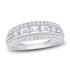 Thumbnail Image 1 of Diamond Multi Row Ring 5/8 ct tw Round/Baguette 14K White Gold