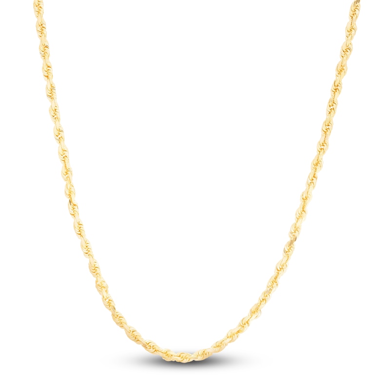 Solid Diamond-Cut Rope Chain Necklace 14K Yellow Gold 16" 3.0mm