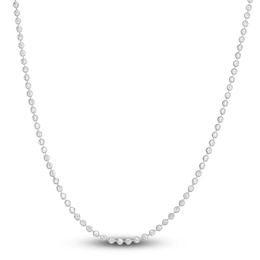 Beaded Chain Necklace 14K White Gold 18&quot; 2.5mm