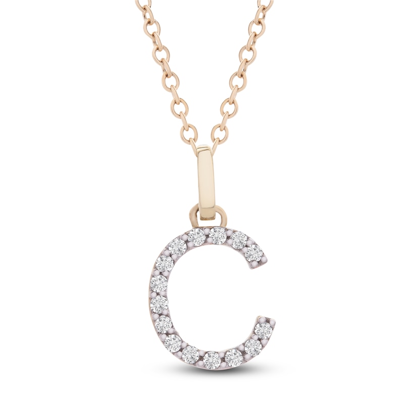 Main Image 1 of Diamond Letter C Necklace 1/10 ct tw Round 14K Yellow Gold 18&quot;