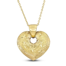 High-Polish Heart Pendant Necklace 14K Yellow Gold 17&quot;