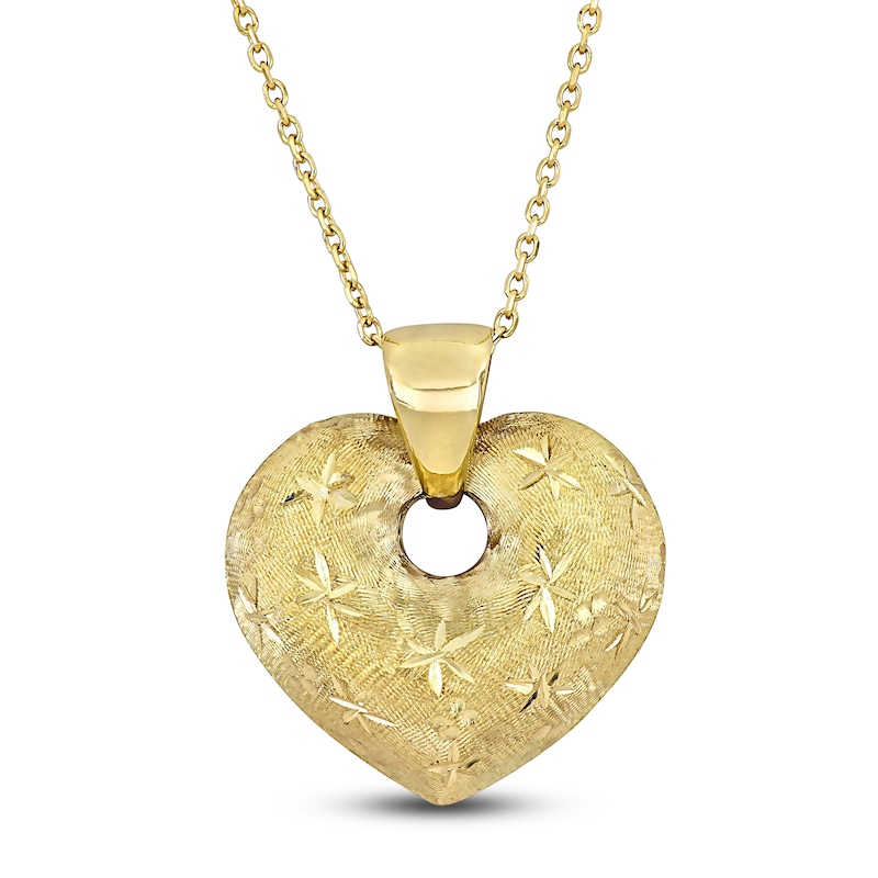 High-Polish Heart Pendant Necklace 14K Yellow Gold 17"