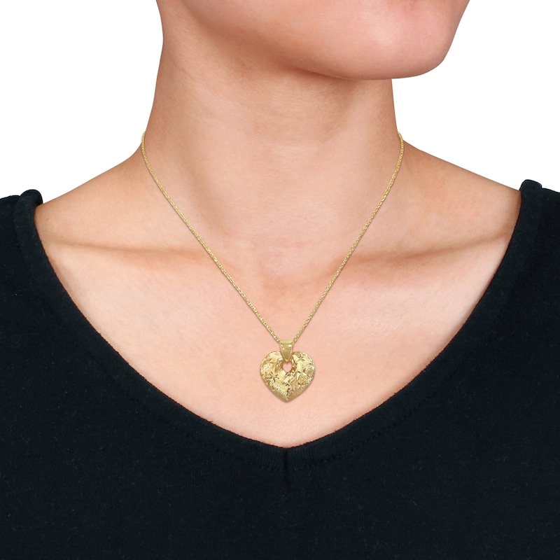 Main Image 4 of High-Polish Heart Pendant Necklace 14K Yellow Gold 17&quot;