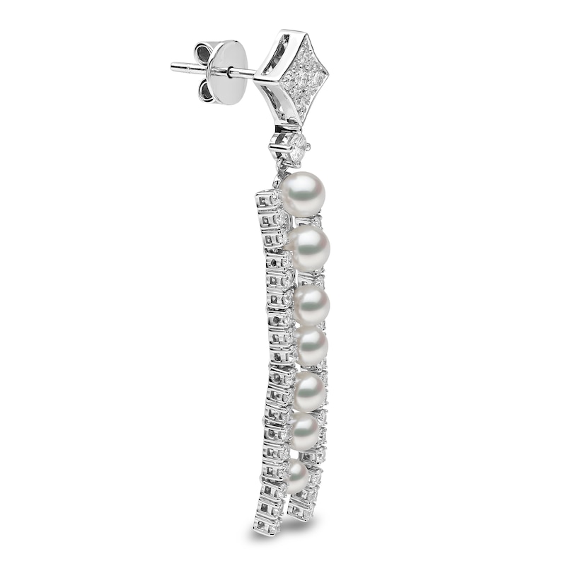 Yoko London Akoya Cultured Pearl Dangle Earrings 1-1/2 ct tw Diamonds 18K White Gold