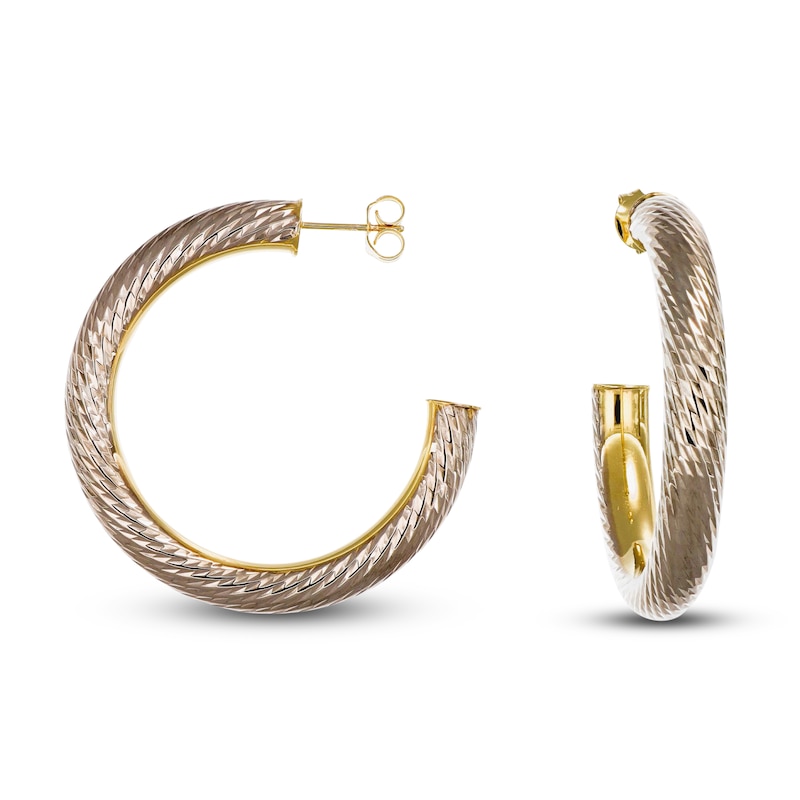 Italia D'Oro Diamond-Cut Hoop Earrings 14K Yellow Gold 30mm