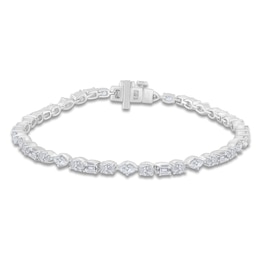 Marquise, Emerald & Oval-Cut Diamond Tennis Bracelet 5 ct tw 14K White Gold 7&quot;