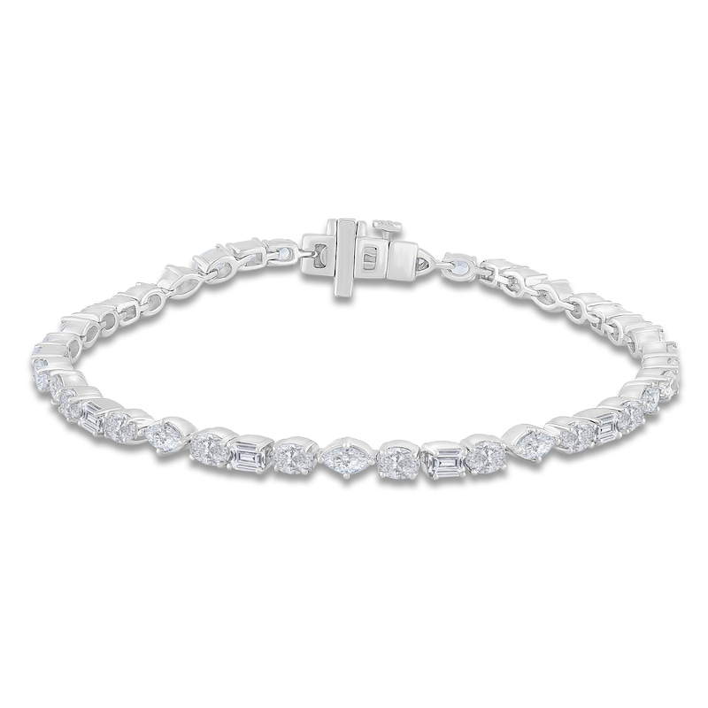 Main Image 1 of Marquise, Emerald & Oval-Cut Diamond Tennis Bracelet 5 ct tw 14K White Gold 7&quot;