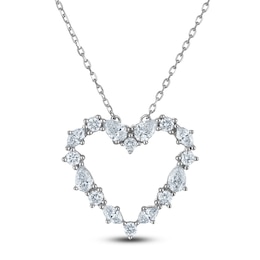 Diamond Heart Pendant Necklace 1/2 ct tw 10K White Gold