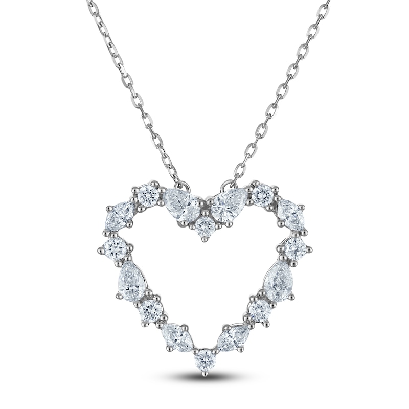 Main Image 1 of Diamond Heart Pendant Necklace 1/2 ct tw 10K White Gold