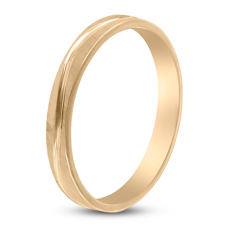 Main Image 2 of Men's Textured Wave Wedding Band 14K Yellow Gold 3mm