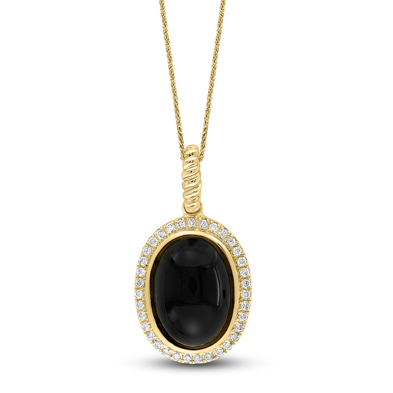 Lali Jewels Natural Onyx & Diamond Pendant Necklace 1/4 ct tw 14K ...