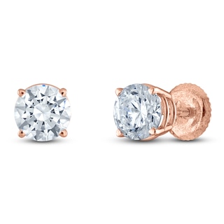 Certified Round-Cut Diamond Solitaire Stud Earrings 1-3/8 ct tw 14K ...