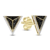 Thumbnail Image 1 of Men's Black & White Diamond Pyramid Stud Earrings 1/2 ct tw 10K Yellow Gold