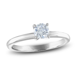 Certified Round Diamond Solitaire Engagement Ring 1/2 ct tw 14K White Gold (I/I1)