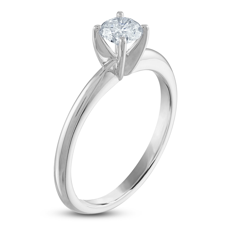 Certified Round Diamond Solitaire Engagement Ring 1/2 ct tw 14K White Gold (I/I1)