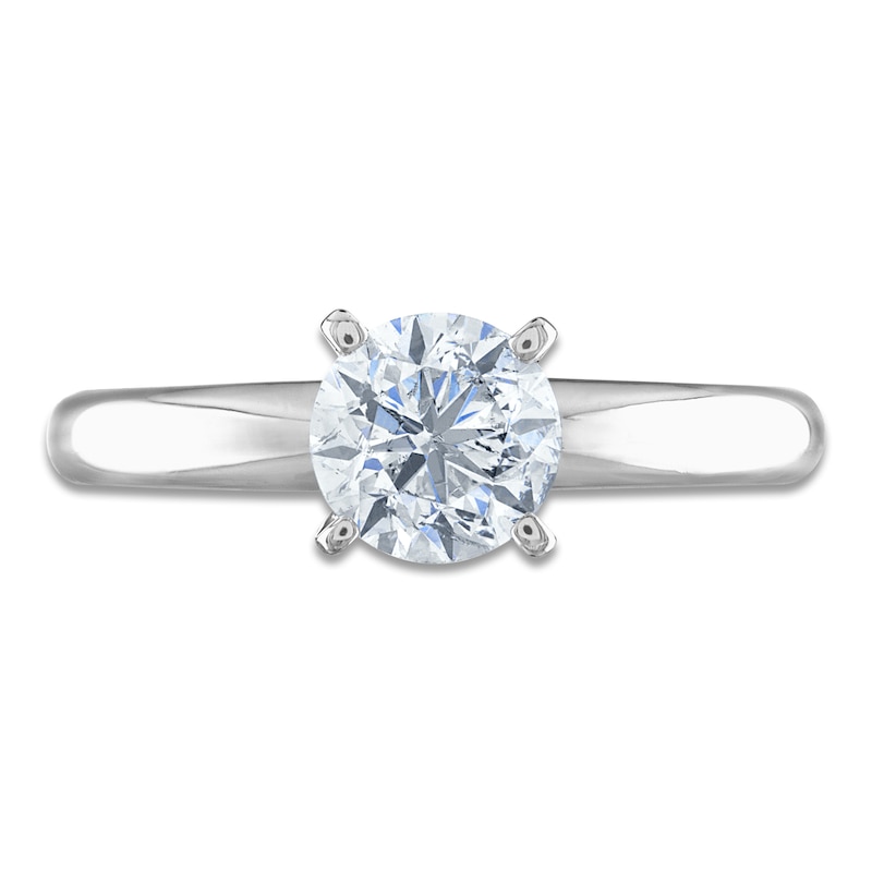 Certified Round Diamond Solitaire Engagement Ring 1 ct tw 14K White Gold (I/I1)