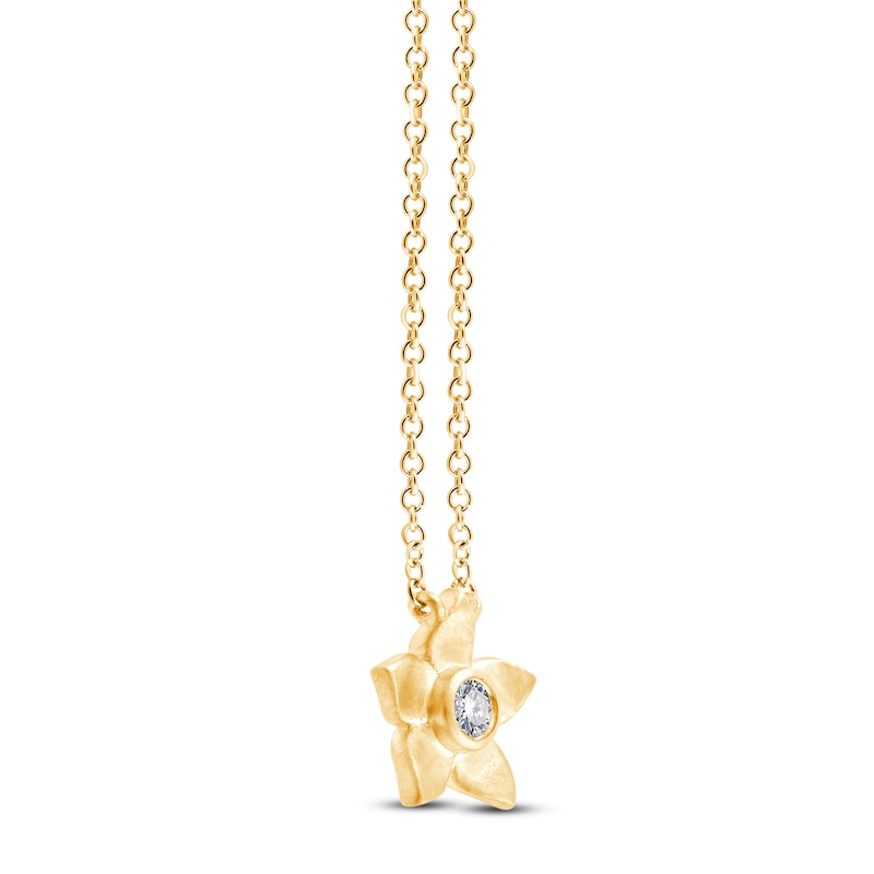 Main Image 2 of Children's Diamond Solitaire Flower Necklace 1/20 ct tw 14K Yellow Gold 13&quot;