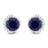 Thumbnail Image 1 of Blue Lab-Created Sapphire & Diamond Stud Earrings 1/10 ct tw 10K White Gold