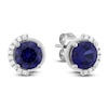 Thumbnail Image 2 of Blue Lab-Created Sapphire & Diamond Stud Earrings 1/10 ct tw 10K White Gold