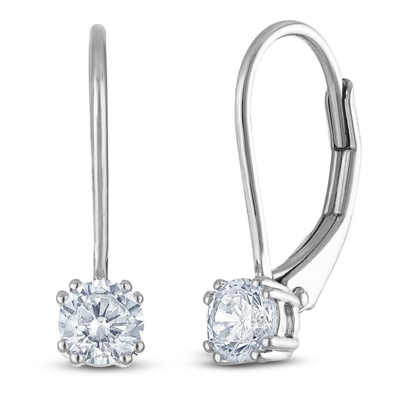 Certified Round-Cut Diamond Solitaire Drop Earrings 1/2 ct tw 14K White Gold (I/I1)