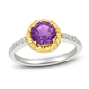 Thumbnail Image 1 of Natural Amethyst & White Lab-Created Sapphire Rope Twist Ring Sterling Silver & 10K Yellow Gold