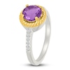 Thumbnail Image 2 of Natural Amethyst & White Lab-Created Sapphire Rope Twist Ring Sterling Silver & 10K Yellow Gold