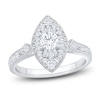 Thumbnail Image 0 of Baguette & Round-Cut Multi-Diamond Marquise-Shaped Fashion Ring 3/4 ct tw 14K White Gold