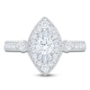 Thumbnail Image 2 of Baguette & Round-Cut Multi-Diamond Marquise-Shaped Fashion Ring 3/4 ct tw 14K White Gold