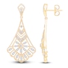 Thumbnail Image 1 of Vintage-Inspired Baguette & Round-Cut Diamond Chandelier Earrings 1/2 ct tw 14K Yellow Gold