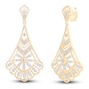 Thumbnail Image 2 of Vintage-Inspired Baguette & Round-Cut Diamond Chandelier Earrings 1/2 ct tw 14K Yellow Gold