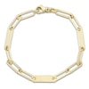 Thumbnail Image 1 of Engravable Three-Bar Paperclip Chain Bracelet 14K Yellow Gold 7.5&quot;