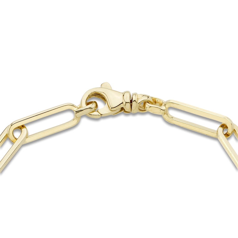 Main Image 2 of Engravable Three-Bar Paperclip Chain Bracelet 14K Yellow Gold 7.5&quot;