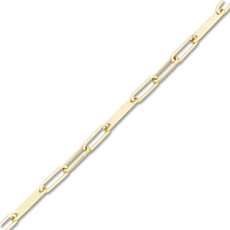 Main Image 3 of Engravable Three-Bar Paperclip Chain Bracelet 14K Yellow Gold 7.5&quot;