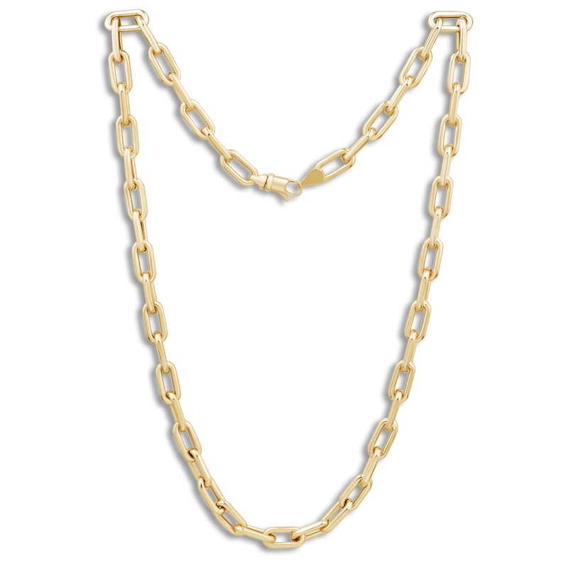 Paperclip Chain Necklace 8.1mm Hollow 10K Yellow Gold 18"