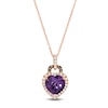 Thumbnail Image 0 of Le Vian Heart-Shaped Natural Amethyst Necklace 1/3 ct tw Diamonds 14K Strawberry Gold 18"