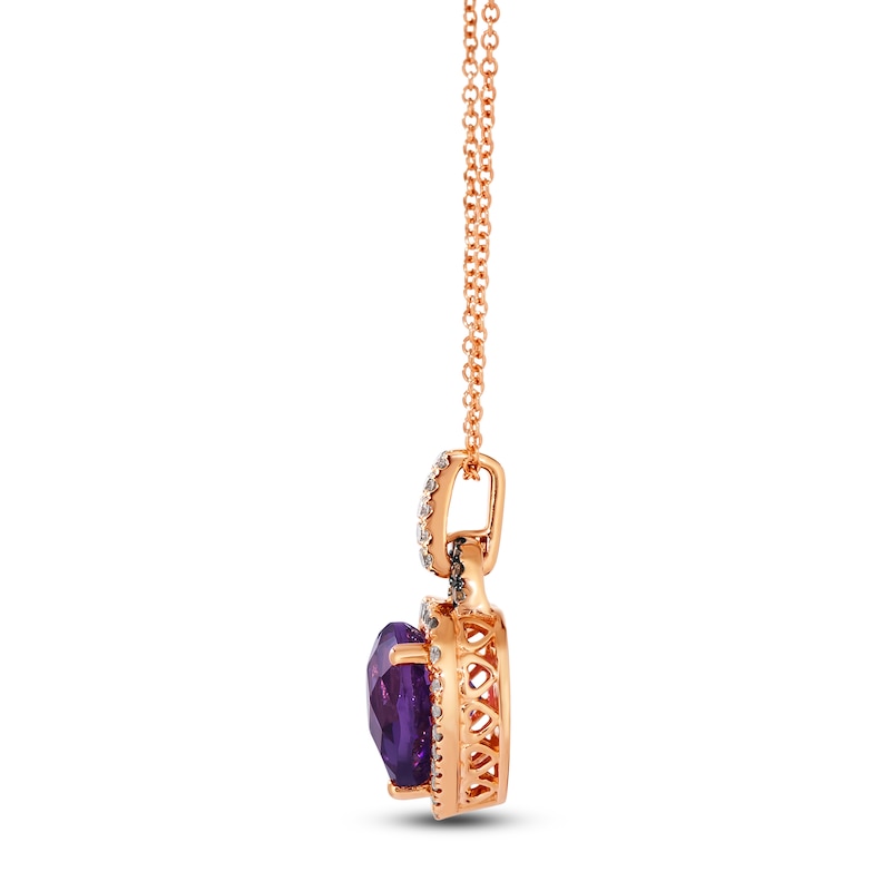 Le Vian Heart-Shaped Natural Amethyst Necklace 1/3 ct tw Diamonds 14K Strawberry Gold 18"